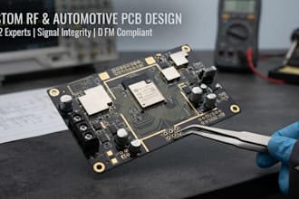 design custom rf automotive pcb layout, esp32 circuit schematic, and gerber file