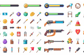 create 2d props, icons, objects, assets and game items