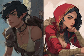 draw amazing dnd character portrait for rpg and tabletop games