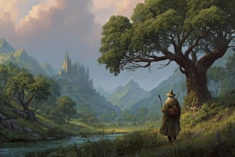 design fantasy book cover illustration art, christian
