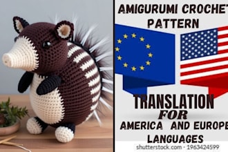 translate handmade crochet pattern and amigurumi pattern into choice language