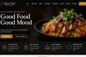 design wix restaurant website menu takeaway food business event catering website