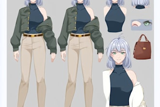 draw anime character reference sheet for your oc
