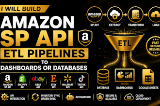 build amazon sp api eti pipelines to dashboards or datebases