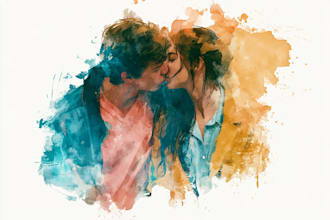 draw a watercolor couple portrait