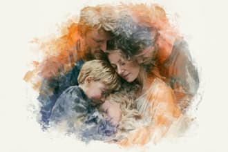 custom watercolor family portrait