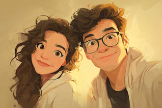 do a magical disney style couple artwork