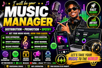 be your music manager for music distribution, promotion and spotify promotion