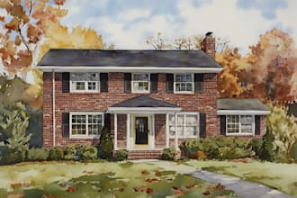 watercolor house art in unique