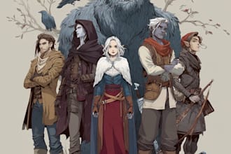 draw your custom dnd character, fantasy oc, rpg hero or villain