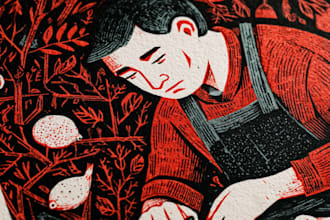 create linocut or dnd portraits digital drawing art