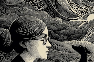 create niche colorful linocut and woodcut book illustrations