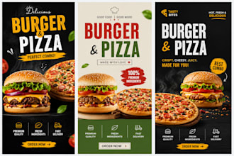 professional burger and pizza poster