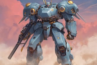 do anime style mecha robot illustrations