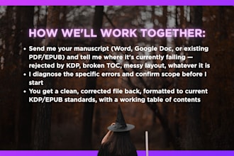 fix table of content error, epub book formatting, ms word manuscript edit KDP