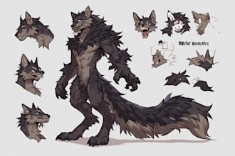 illustrate a furry ref sheet furry reference sheet fursona character