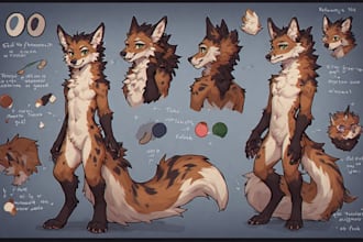 do detailed furry art commission, furry reference sheet, fursona oc, anime art