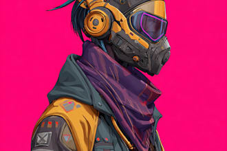 design a futuristic cyberpunk character