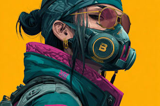 design a neon cyberpunk city illustration