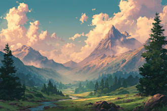 create stunning custom fantasy landscape illustrations for your project