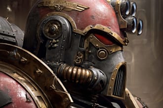 illustrate detailed warhammer 40k characters