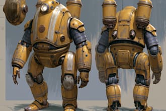 draw robots and concept art of futuristic mecha