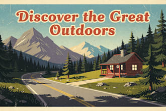 create a travel poster in a vintage, retro illustrated style