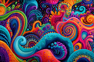 create colorful psychedelic and trippy style illustration