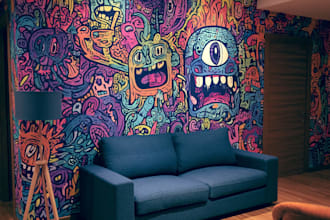 paint real graffiti art on the street wall