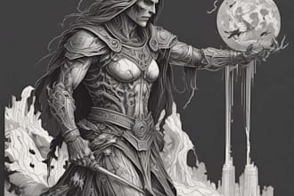 draw dark art illustration with engraving style