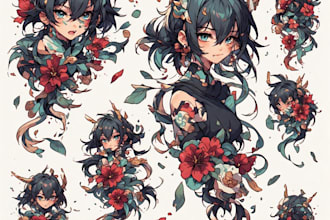 design custom anime tattoo or tattoo design illustration