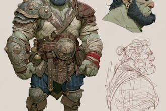 draw dnd character design and illustration