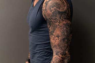 desing a custom tattoo sleeve art for you