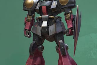 draw mecha robot, armor, gundam in anime or realism style