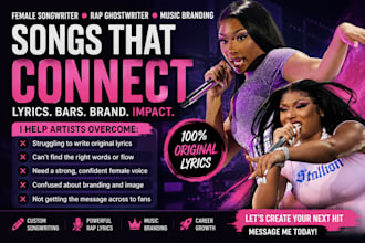 write powerful female rap lyrics, hip hop verses, and catchy song