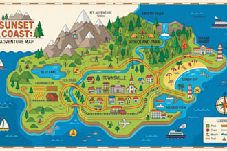 create a vector cartoon or flat style map