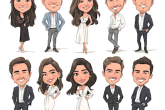 draw family caricature portraits, caricature cartoon from photo