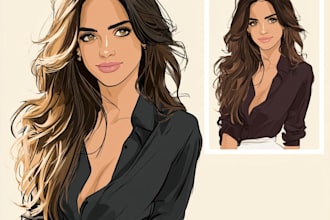 draw vector portrait cartoon portrait