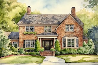 do watercolor painting house for you