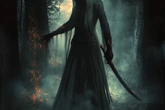 create vintage horror illustration with comic art style