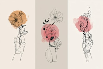 design elegant minimalist fine line tattoo illustrations