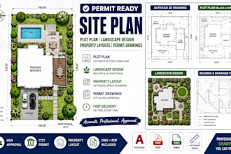 draw site plan, plot plan, landscape design, garden design and permit drawings