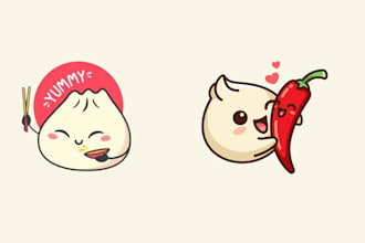 design cute cartoon, sticker, kawai, mascot design