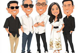 draw family caricature portraits, caricature cartoon from photo