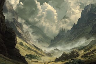 create stunning fantasy landscape, background illustration