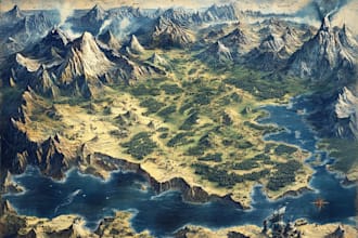 make fantasy map illustration for  novels and games