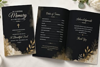 design a professional funeral program, obituary or memorial flyer