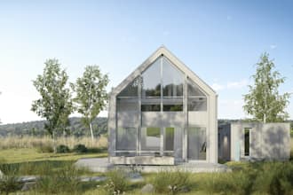 render tiny residence house 2d plan, accessory dwelling unit, prefab bunk cabin