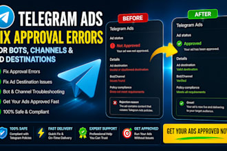 fix telegram ads approval errors for bots, channels, and ad destination