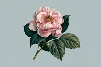 do botanical illustration of flower illustration logo